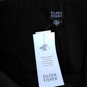 Eileen Fisher wide leg linen black pants L   NWT